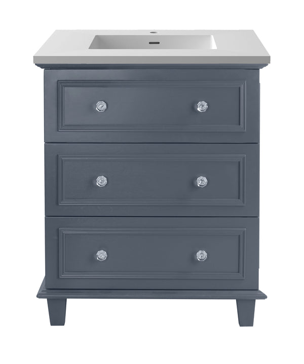 Luna 30 Maple Grey Bathroom Vanity with Matte White VIVA Stone Solid Surface Countertop