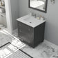 Luna 30" Maple Grey Bathroom Vanity with Matte White VIVA Stone Solid Surface Countertop