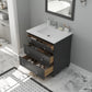 Luna 30" Maple Grey Bathroom Vanity with Matte White VIVA Stone Solid Surface Countertop