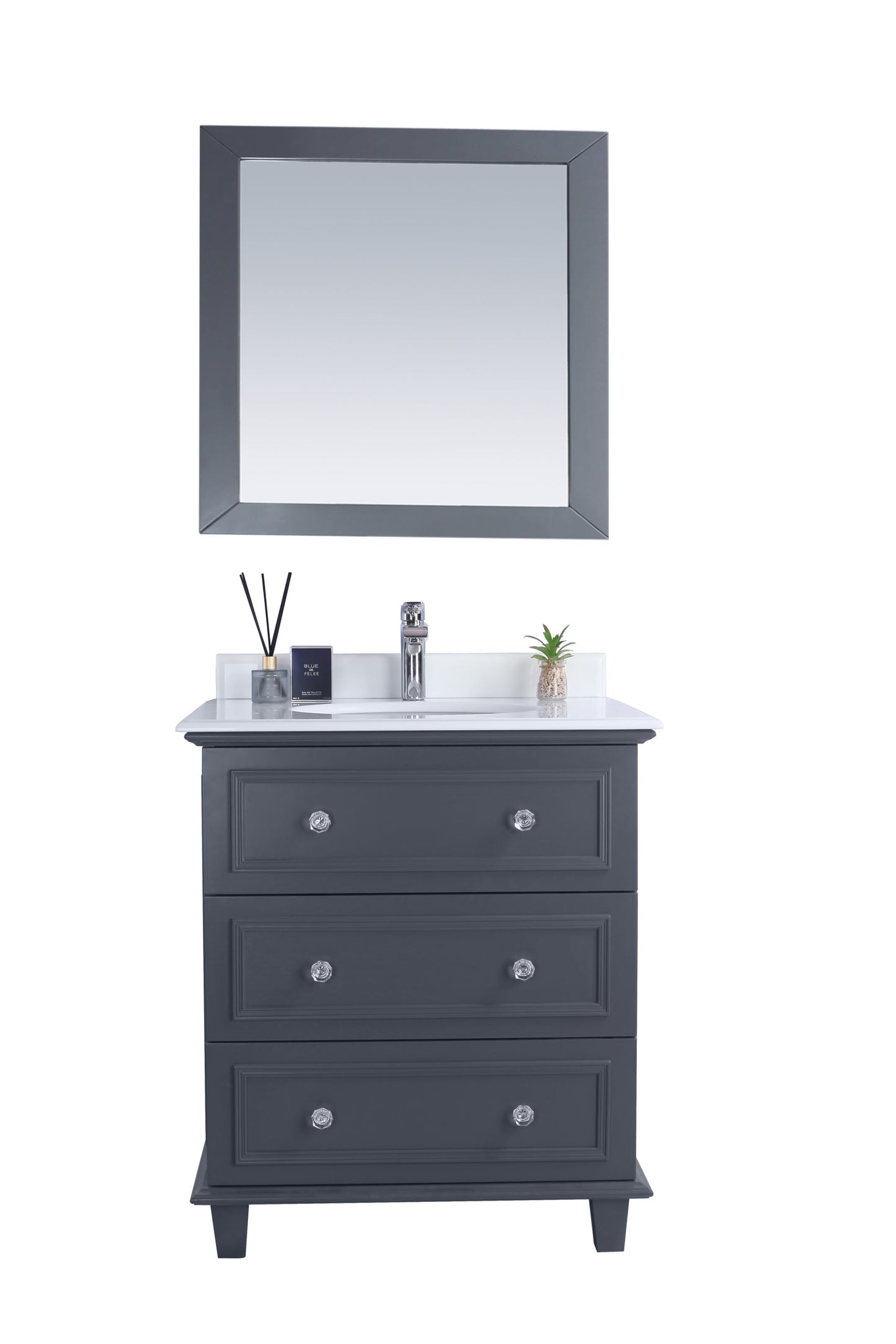 Luna 30" Maple Grey Bathroom Vanity with Pure White Phoenix Stone Countertop