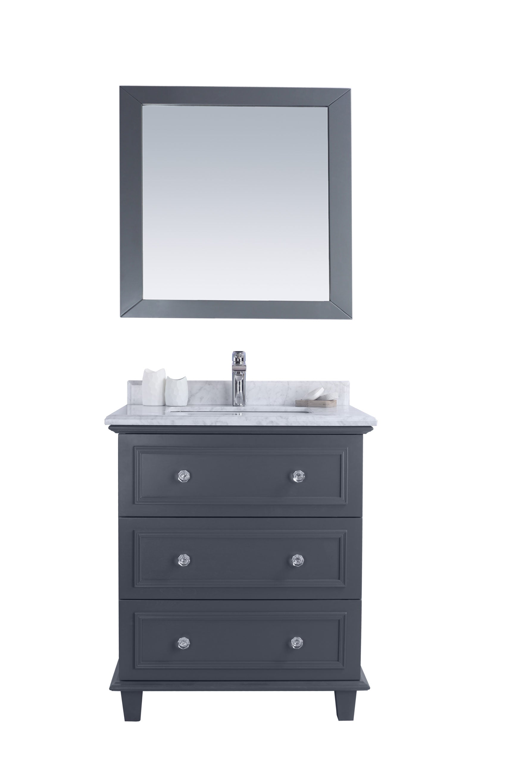 Luna 30" Maple Grey Bathroom Vanity with White Carrara Marble Countertop