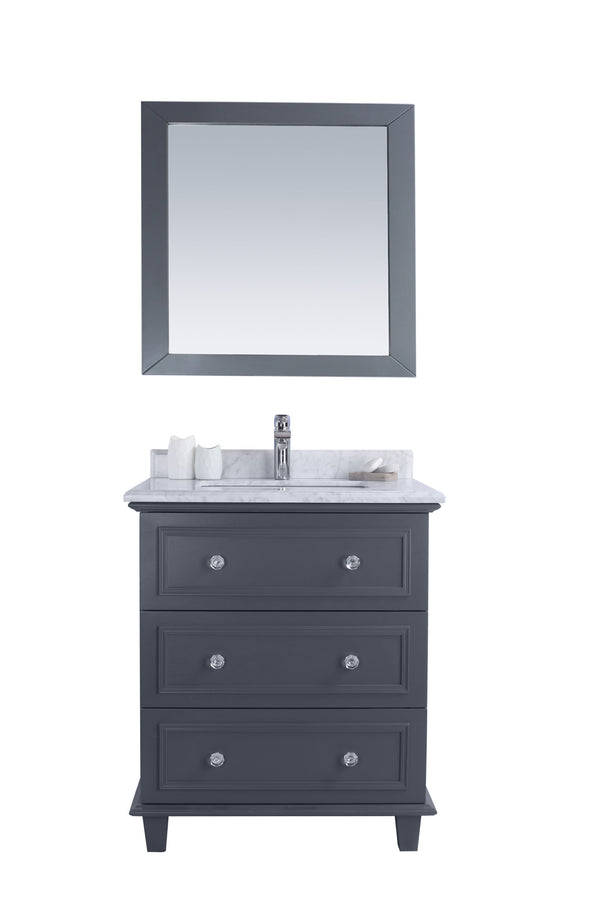 Luna 30 Maple Grey Bathroom Vanity with White Carrara Marble Countertop