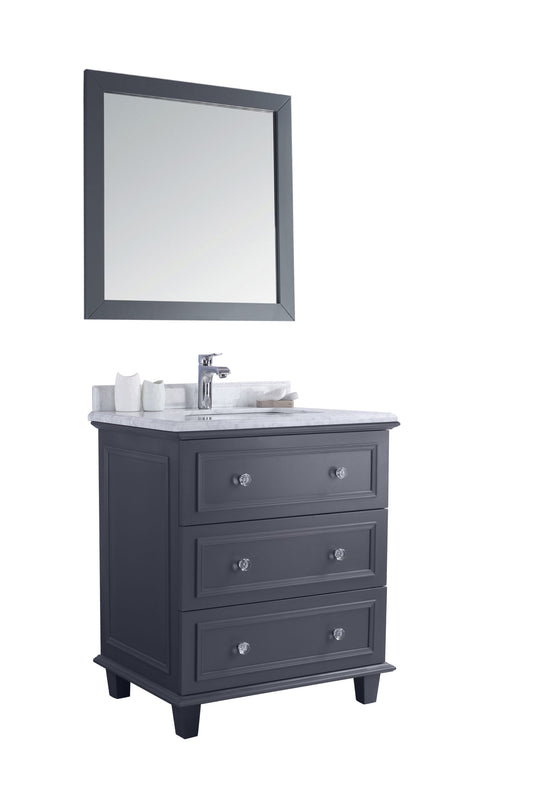 Luna 30" Maple Grey Bathroom Vanity with White Carrara Marble Countertop