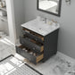 Luna 30" Maple Grey Bathroom Vanity with White Carrara Marble Countertop