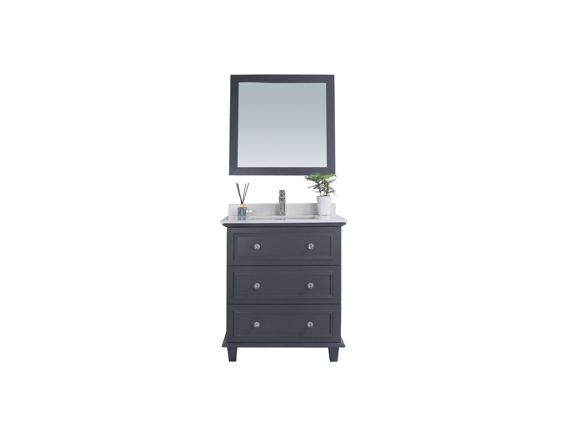 Luna 30" Maple Grey Bathroom Vanity with White Quartz Countertop