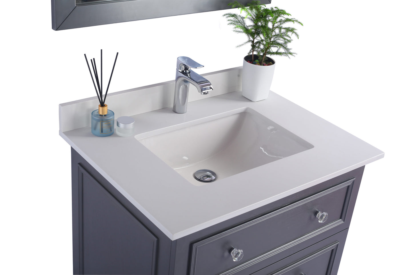 Luna 30" Maple Grey Bathroom Vanity with White Quartz Countertop