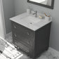 Luna 30" Maple Grey Bathroom Vanity with White Quartz Countertop