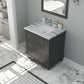 Luna 30" Maple Grey Bathroom Vanity with White Stripes Marble Countertop