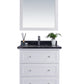 Luna 30" White Bathroom Vanity with Black Wood Marble Countertop