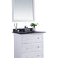 Luna 30" White Bathroom Vanity with Black Wood Marble Countertop