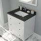 Luna 30" White Bathroom Vanity with Black Wood Marble Countertop