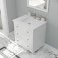 Luna 30" White Bathroom Vanity with Matte White VIVA Stone Solid Surface Countertop