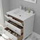 Luna 30" White Bathroom Vanity with Matte White VIVA Stone Solid Surface Countertop