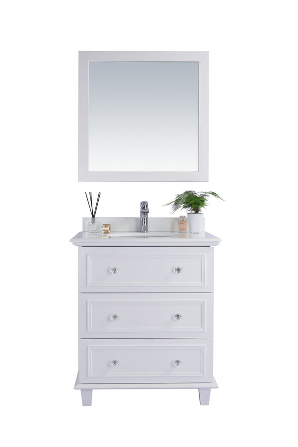 Luna 30 White Bathroom Vanity with Pure White Phoenix Stone Countertop