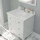 Luna 30" White Bathroom Vanity with Pure White Phoenix Stone Countertop