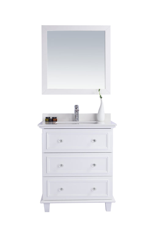 Luna 30" White Bathroom Vanity with White Quartz Countertop