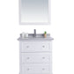 Luna 30" White Bathroom Vanity with White Stripes Marble Countertop