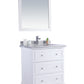 Luna 30" White Bathroom Vanity with White Stripes Marble Countertop