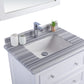 Luna 30" White Bathroom Vanity with White Stripes Marble Countertop