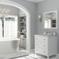 Luna 30" White Bathroom Vanity with White Stripes Marble Countertop