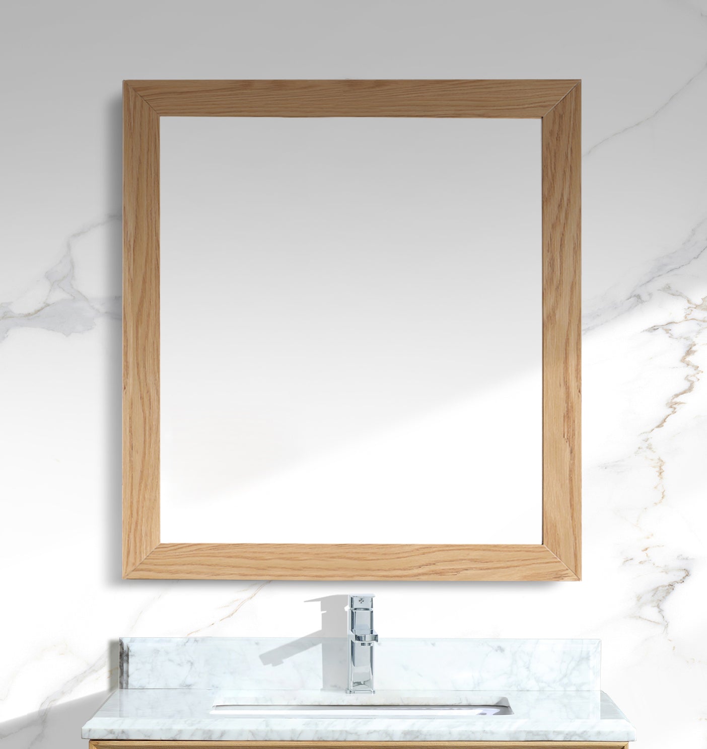 Sterling 30" Framed Square California White Oak Mirror