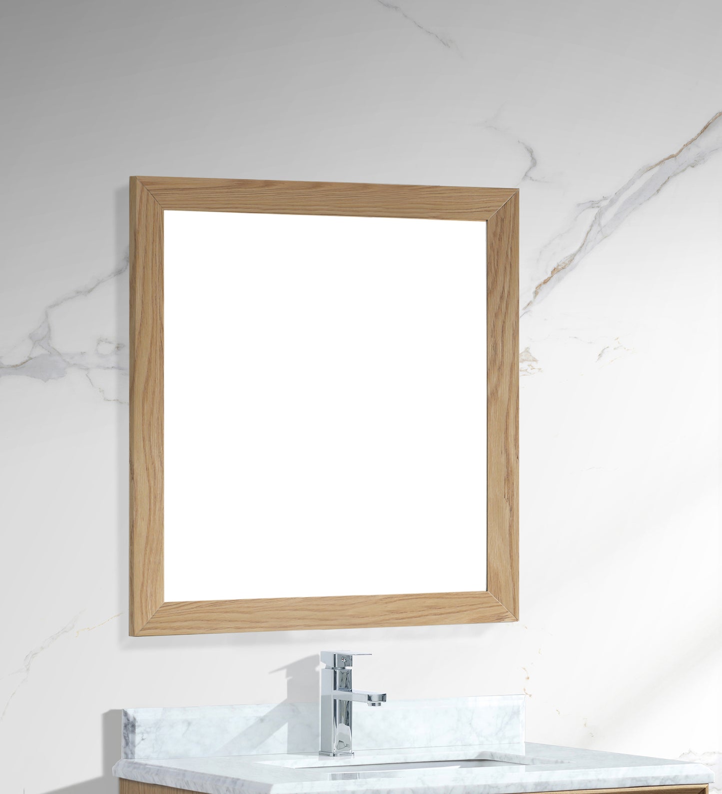 Sterling 30" Framed Square California White Oak Mirror