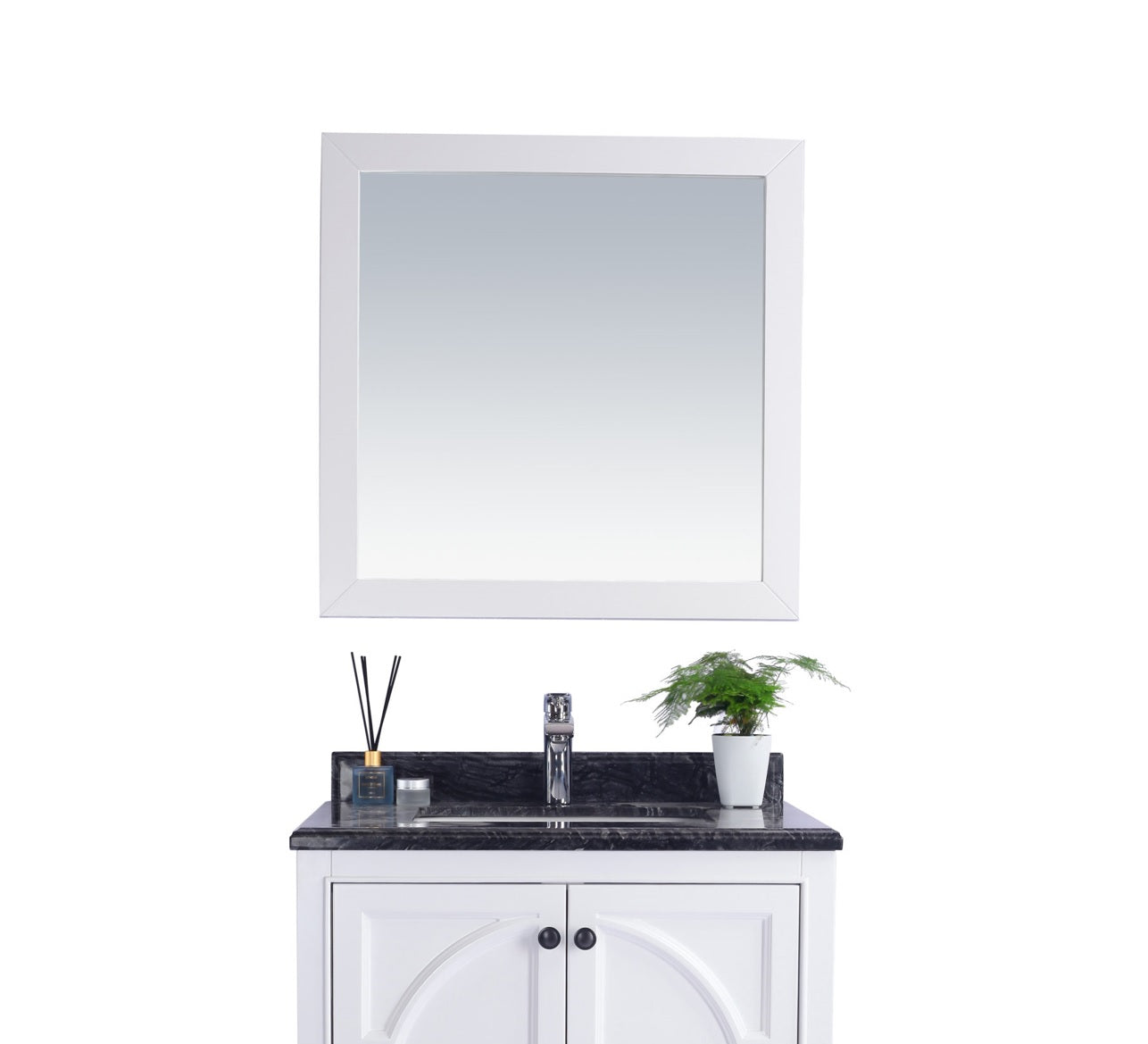 Sterling 30" Framed Square White Mirror