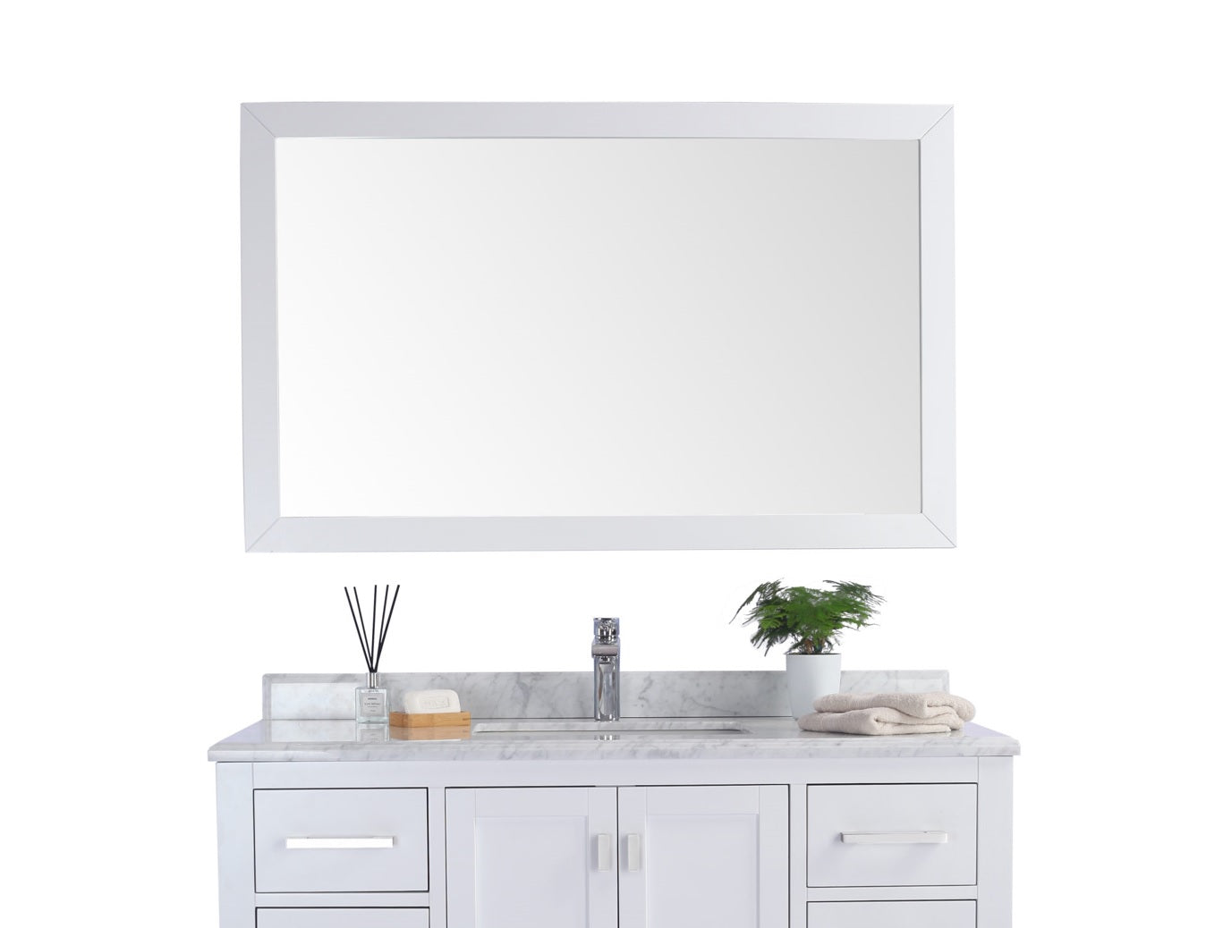 Sterling 48" Framed Rectangular White Mirror