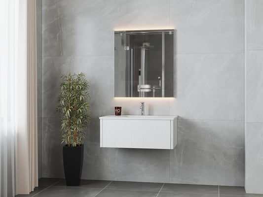 Legno 36" Alabaster White Bathroom Vanity with Matte White VIVA Stone Solid Surface Countertop