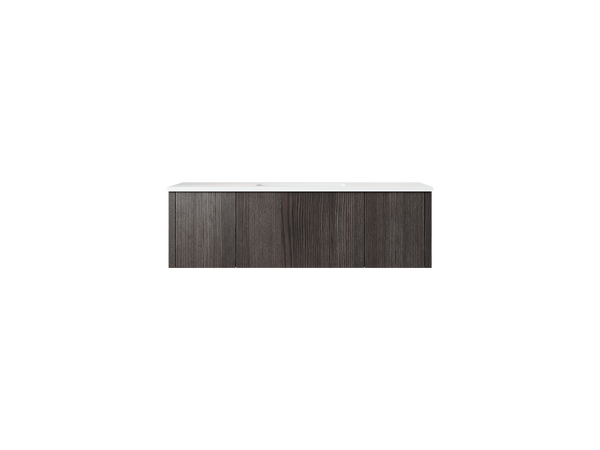 Legno 48 Carbon Oak Bathroom Vanity with Matte White VIVA Stone Solid Surface Countertop