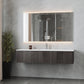 Legno 66" Carbon Oak Bathroom Vanity with Matte White VIVA Stone Solid Surface Countertop