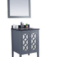 Mediterraneo 24" Grey Bathroom Vanity with Black Wood Marble Countertop