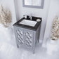 Mediterraneo 24" Grey Bathroom Vanity with Black Wood Marble Countertop