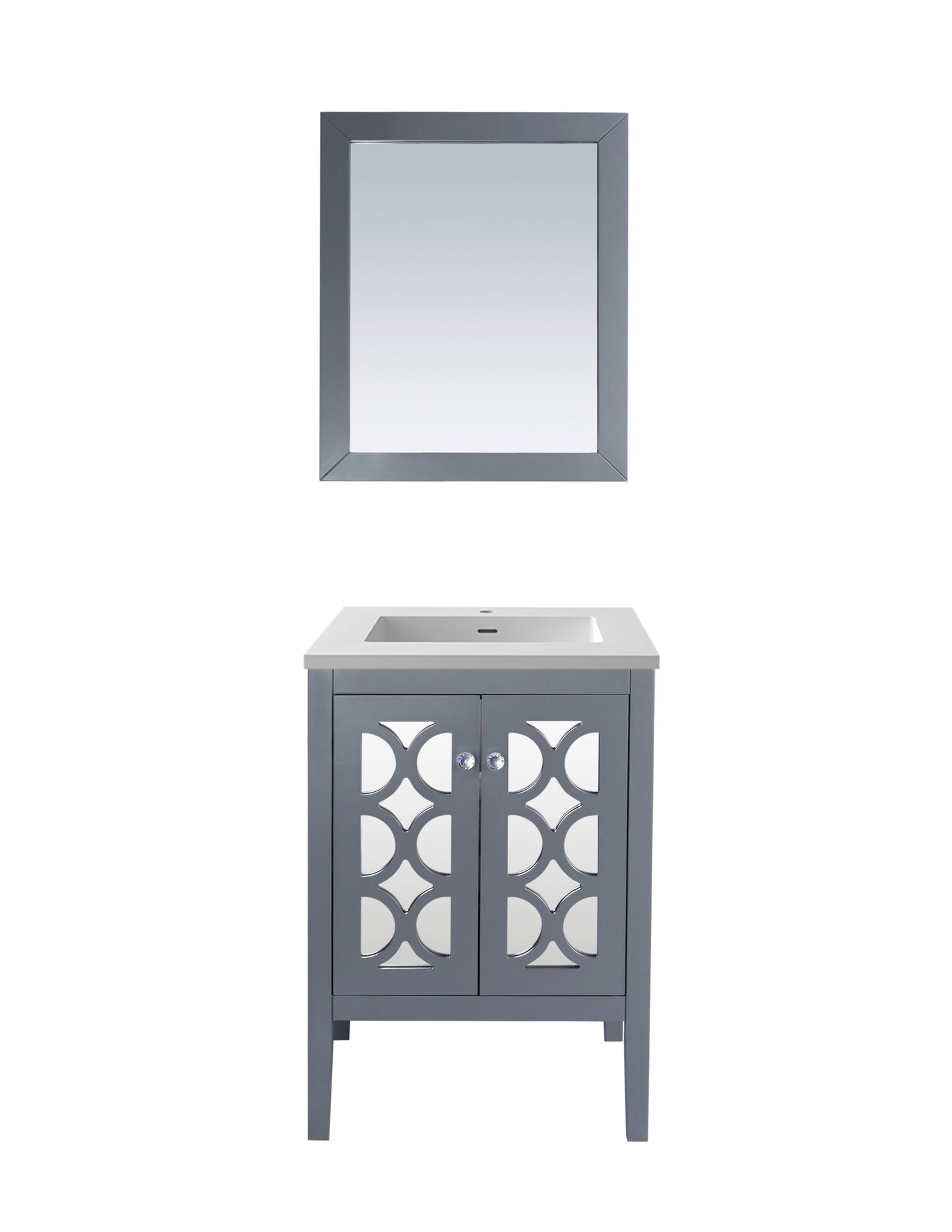 Mediterraneo 24" Grey Bathroom Vanity with Matte White VIVA Stone Solid Surface Countertop