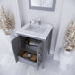 Mediterraneo 24" Grey Bathroom Vanity with Matte White VIVA Stone Solid Surface Countertop