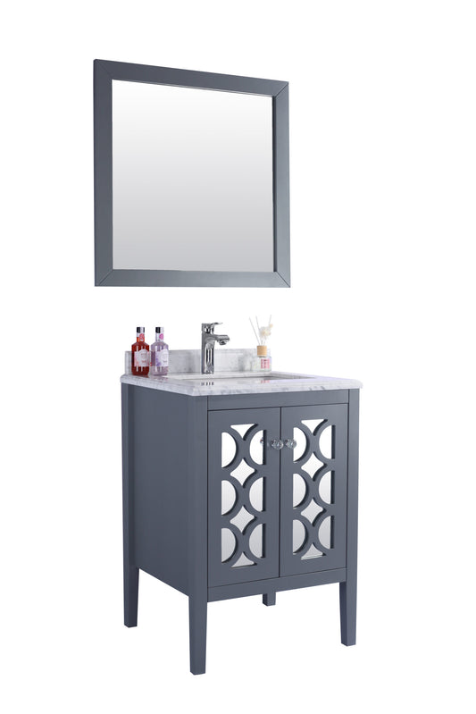 Mediterraneo 24" Grey Bathroom Vanity with White Carrara Marble Countertop