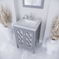 Mediterraneo 24" Grey Bathroom Vanity with White Carrara Marble Countertop