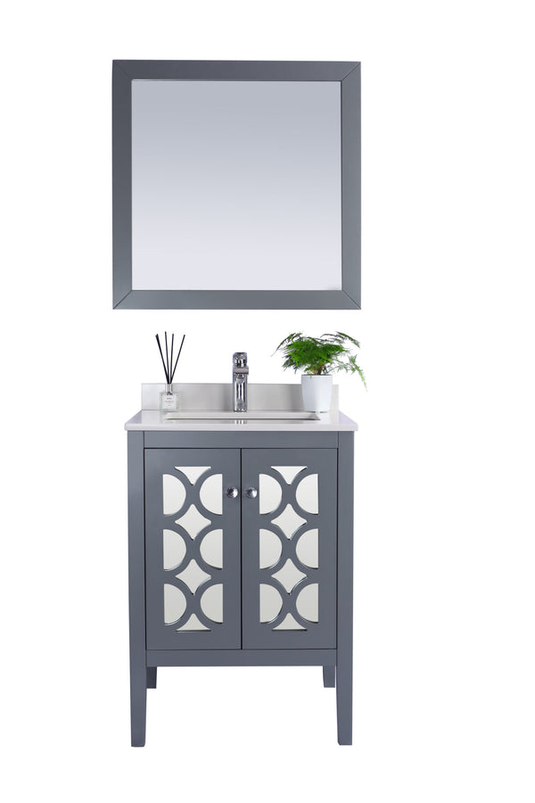 Mediterraneo 24 Grey Bathroom Vanity with White Quartz Countertop