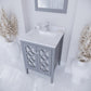 Mediterraneo 24" Grey Bathroom Vanity with White Quartz Countertop