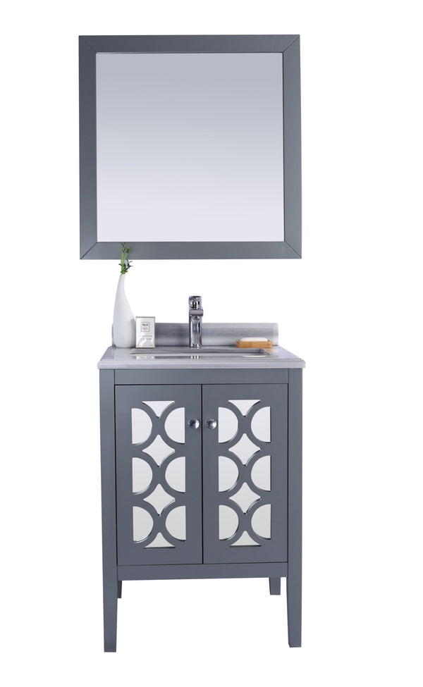 Mediterraneo 24 Grey Bathroom Vanity with White Stripes Marble Countertop