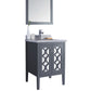 Mediterraneo 24" Grey Bathroom Vanity with White Stripes Marble Countertop