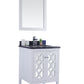 Mediterraneo 24" White Bathroom Vanity with Black Wood Marble Countertop