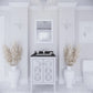 Mediterraneo 24" White Bathroom Vanity with Black Wood Marble Countertop