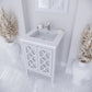 Mediterraneo 24" White Bathroom Vanity with Matte White VIVA Stone Solid Surface Countertop