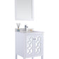 Mediterraneo 24" White Bathroom Vanity with White Quartz Countertop