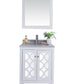 Mediterraneo 24" White Bathroom Vanity with White Stripes Marble Countertop