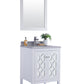 Mediterraneo 24" White Bathroom Vanity with White Stripes Marble Countertop