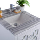 Mediterraneo 24" White Bathroom Vanity with White Stripes Marble Countertop