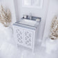 Mediterraneo 24" White Bathroom Vanity with White Stripes Marble Countertop