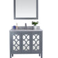 Mediterraneo 36" Grey Bathroom Vanity with White Stripes Marble Countertop